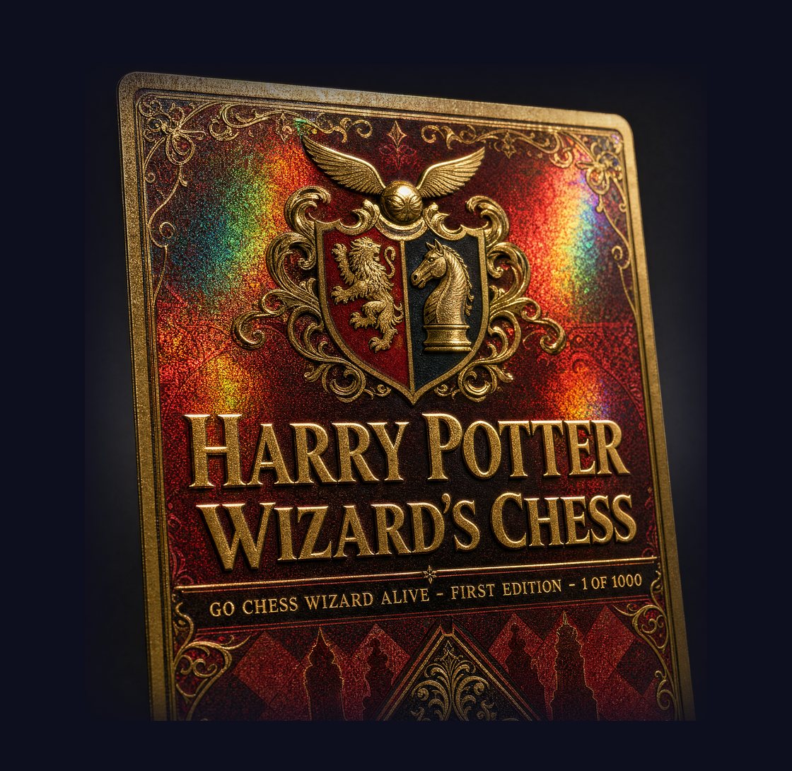The First Edition card: Harry Potter Wizard&rsquo;s Chess, GoChess Wizard Alive, one of one thousand